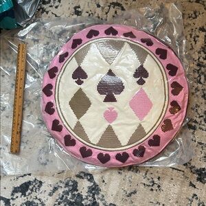 Anthropologie Pink and Cream Accent Pillow